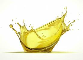 AI generated Olive or engine oil splash, cosmetic serum liquid isolated on white background. Generative AI photo