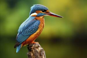 AI generated Kingfisher sitting on the tree branch. AI Generated photo