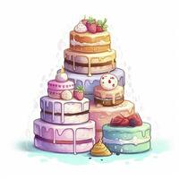 AI generated Set of Cake piece illustration on white background. AI Generated photo