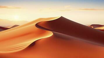 AI generated Desert with magical sands and dunes as inspiration for exotic adventures in dry climates.  AI Generated. photo
