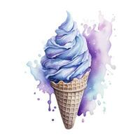 AI generated Watercolor ice cream in a waffle cone. AI Generated photo