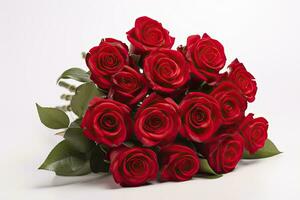 AI generated Red rose bouquet isolated on white background. AI Generated photo