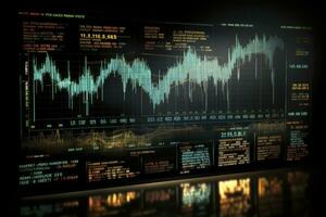 AI generated Digitally Generated Currency and Exchange Stock Chart for Finance and Economy Based Computer Software and Coding Display. AI Generated photo