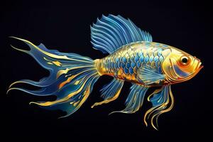 AI generated 3d rendering. fish on black background. Generative AI photo