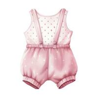 AI generated Pink baby girl romper in watercolors on a white background. AI Generated photo