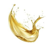 AI generated Golden Oil or Cosmetic essence splash isolated on white background, 3d illustration. AI Generated photo