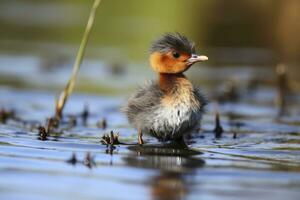 ai generado pequeño zampullín, tachybaptus ruficollis. ai generado foto