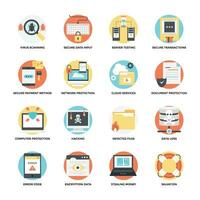 Secure Protection Flat Vector Icons Set