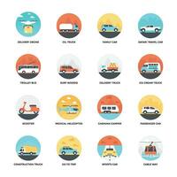 Flat Icons Set of Transport and Automotives vector