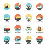 Flat Icons Set of Transport vector