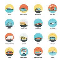 Flat Icons Set of Transport and Automobiles vector