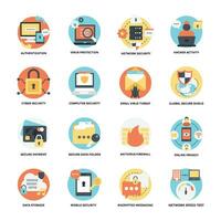 Security and Protection Flat Vector Icons Set