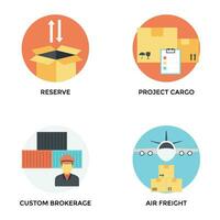 Flat Icons of Cargo Shipping vector