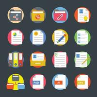 Types of Files and Folders Flat Icons vector