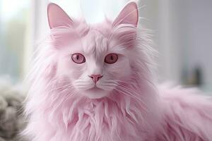 AI generated Pink colored cat. AI Generated photo