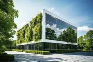 AI generated Office building with green environment. AI Generated photo