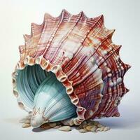 AI generated Watercolor Seashell clipart on white background. AI Generated photo