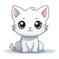 AI generated Cute Kawaii cat clipart icon white background. AI Generated photo