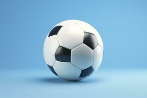 AI generated soccer ball on light blue background. Generative AI photo