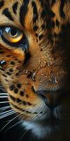 AI generated Leopard macro photography. AI Generated photo