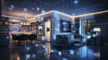 AI generated A Glimpse into the Connected Smart Home of Tomorrow. AI Generated photo