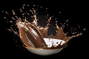 AI generated splash of chocolate or Cocoa. Generative AI photo