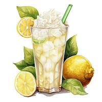 AI generated Watercolor jack fruit cream soda, Japanese soda. AI Generated photo