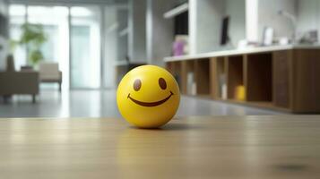 AI generated A Yellow Smiling Ball Can Promote a Positive Work Environment. Generative AI photo