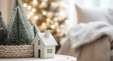 AI generated A cozy concept of festive home decoration for Christmas. AI Generated photo