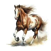 AI generated Horse running in watercolor design. AI Generated photo