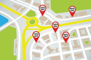 city map with pin maps with discounts photo