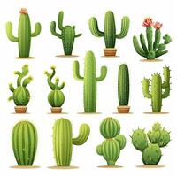 AI generated The Cactus set on white background. Clipart illustrations. AI Generated photo