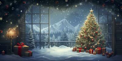 AI generated Merry Christmas and Happy New Year Background. AI Generated photo