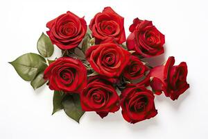 AI generated Red rose bouquet isolated on white background. AI Generated photo