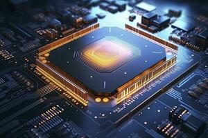 AI generated Futuristic central processor unit. Powerful Quantum CPU motherboard. AI Generated photo