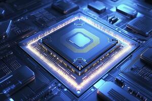 AI generated Futuristic central processor unit. Powerful Quantum CPU motherboard. AI Generated photo