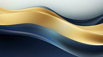 AI generated Gold and navy blue waves abstract. AI Generated. photo