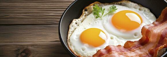 ai generado frito huevos y tocino. ai generado foto