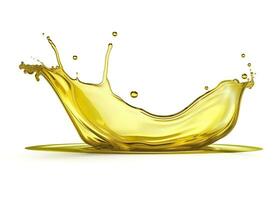 AI generated Olive or engine oil splash, cosmetic serum liquid isolated on white background. Generative AI photo