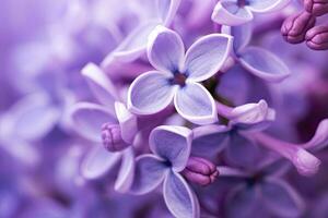 AI generated Lilac blossom macro background with copy space. AI Generated photo