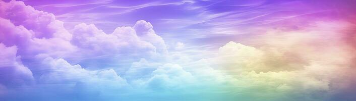 AI generated Rainbow sky with fluffy clouds. Multicolored toned sky. AI Generated. photo