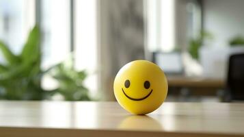 AI generated A Yellow Smiling Ball Can Promote a Positive Work Environment. Generative AI photo