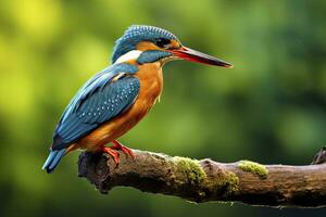 AI generated Kingfisher sitting on the tree branch. AI Generated photo