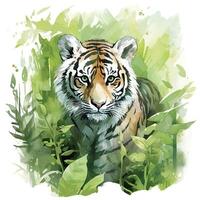 AI generated Watercolor Tiger for kids. AI Generated photo