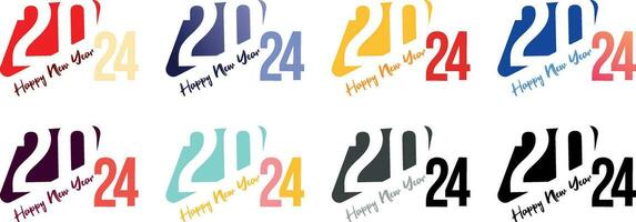 Vector set of Happy New Year colorful typography