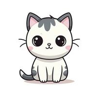 AI generated Cute Kawaii cat clipart icon white background. AI Generated photo