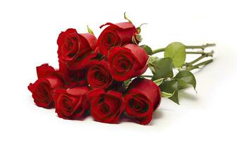 AI generated Red rose bouquet isolated on white background. AI Generated photo