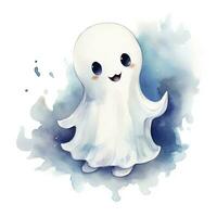 AI generated The watercolor cute ghost on white background. AI Generated photo