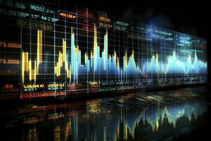 AI generated Digitally Generated Currency and Exchange Stock Chart for Finance and Economy Based Computer Software and Coding Display. AI Generated photo