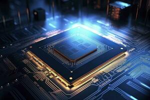 AI generated Futuristic central processor unit. Powerful Quantum CPU motherboard. AI Generated photo